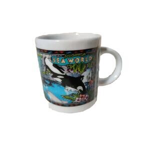 Mini Mug Ceramic Sea World Dolphins, & Black Whale